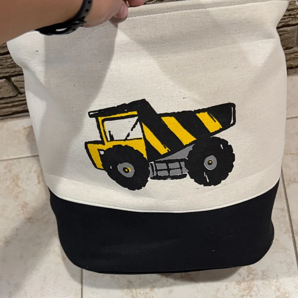 Kids Canvas Storage Bag with Yellow Dump Truck Design